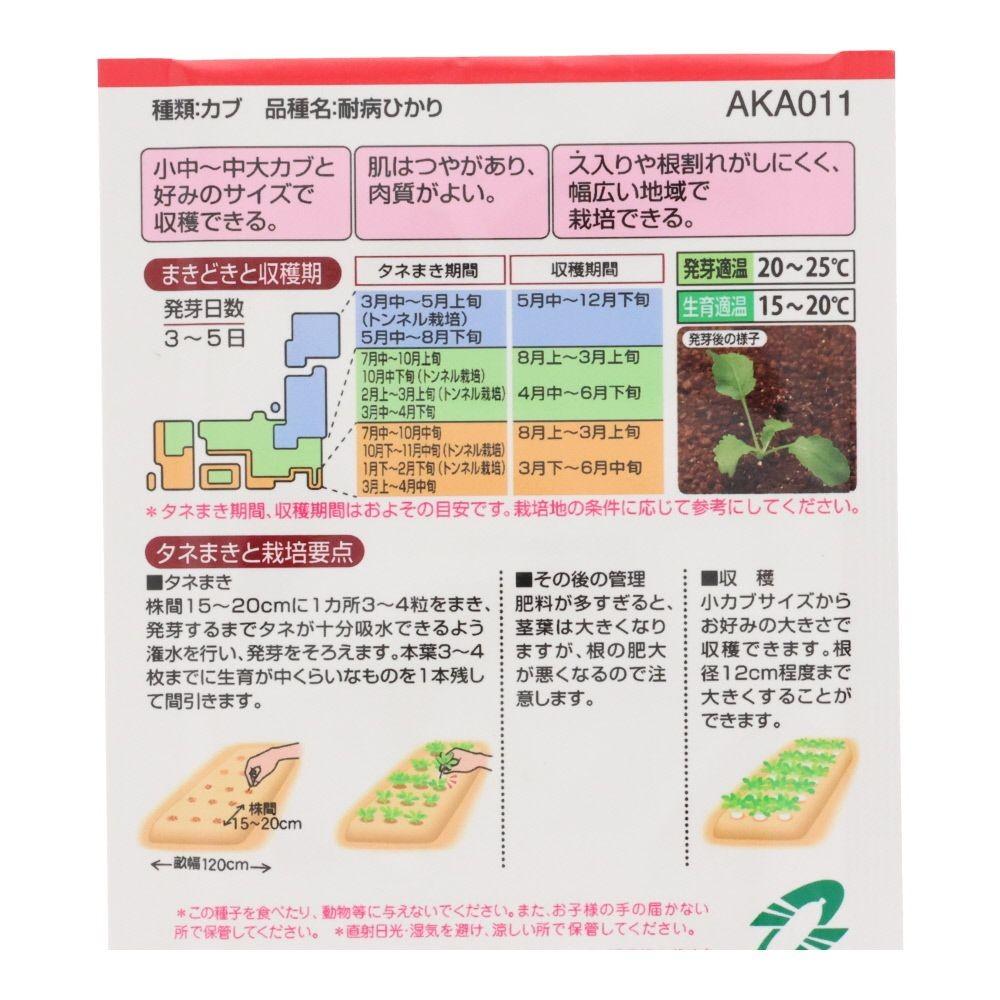 タキイ　かぶ　耐病ひかり, かぶ, 3ml