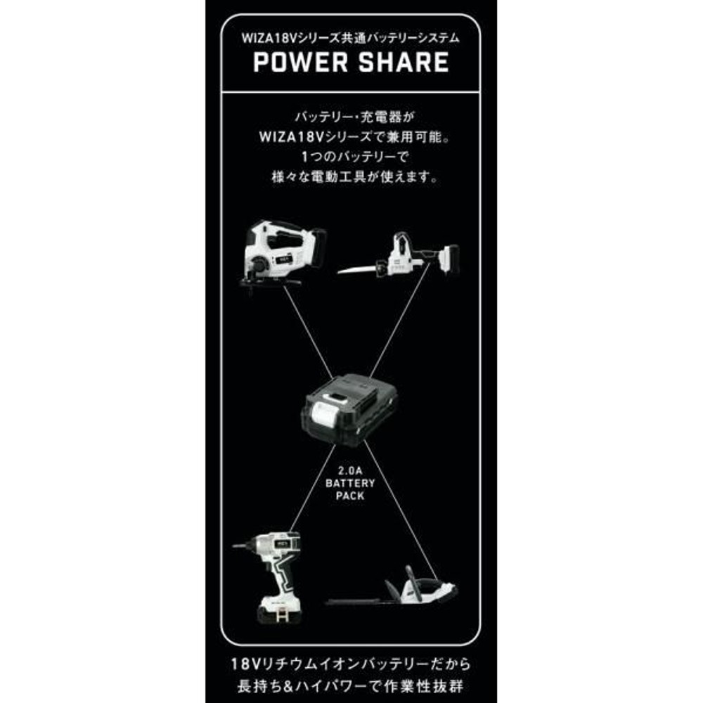 ウイザ 18V 充電式ジグソー WZ-18JS 本体のみ, ホワイト, 本体のみ 