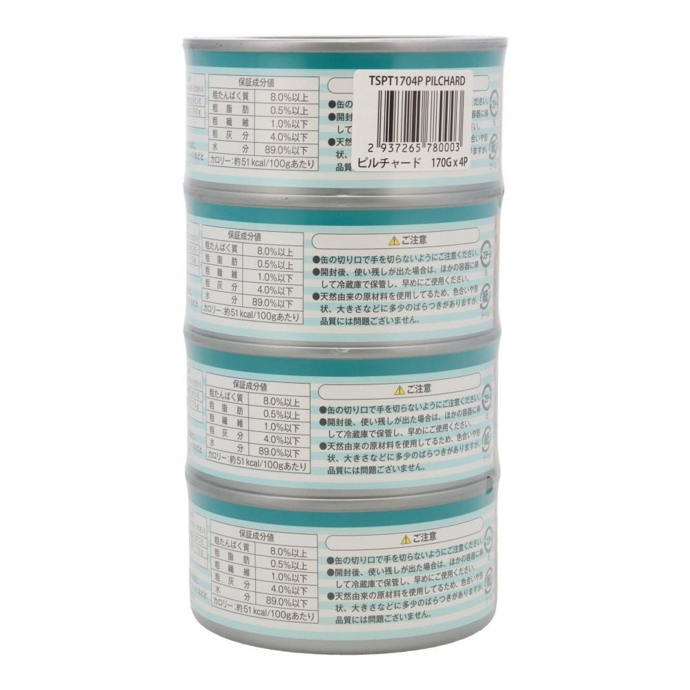 猫の缶詰170ｇ&times;4Ｐ　ピルチャード, ゼリータイプ, 170g&times;4P