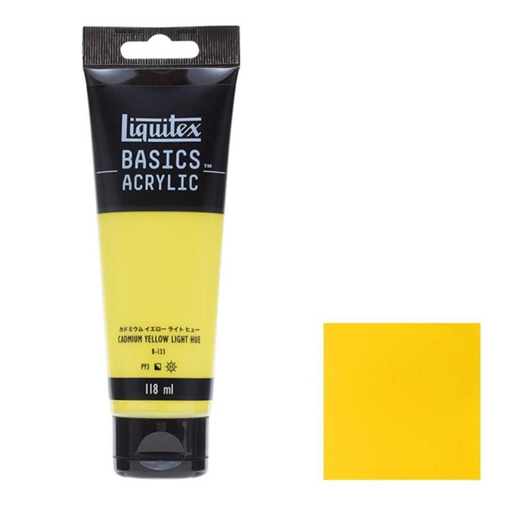 アクリル絵具Liquitex リキテックス ベーシックス カドミウムイエローライトヒュー B-133  単一顔料 118ml チューブ, カドミウムYEライトHB-133, 118ml チューブ
