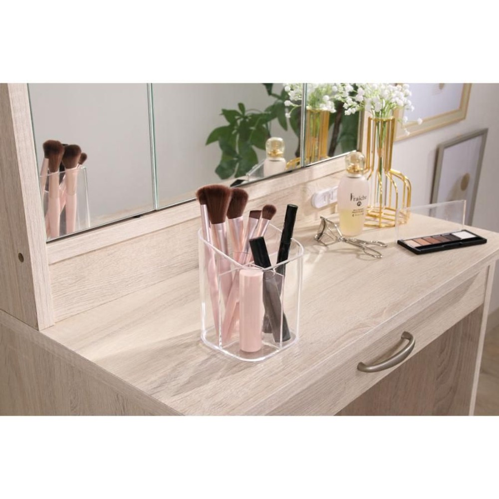不二貿易  ＰＳコスメ収納　3仕切りブラシスタンド 【メーカー直送 代引不可】, クリア, 14385