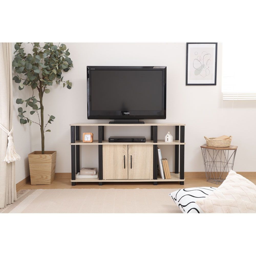 不二貿易 フィット　ハイＴＶラック　オーク【メーカー直送・代引不可】, オーク, 幅1100mm&times;奥行295mm&times;高さ589mm