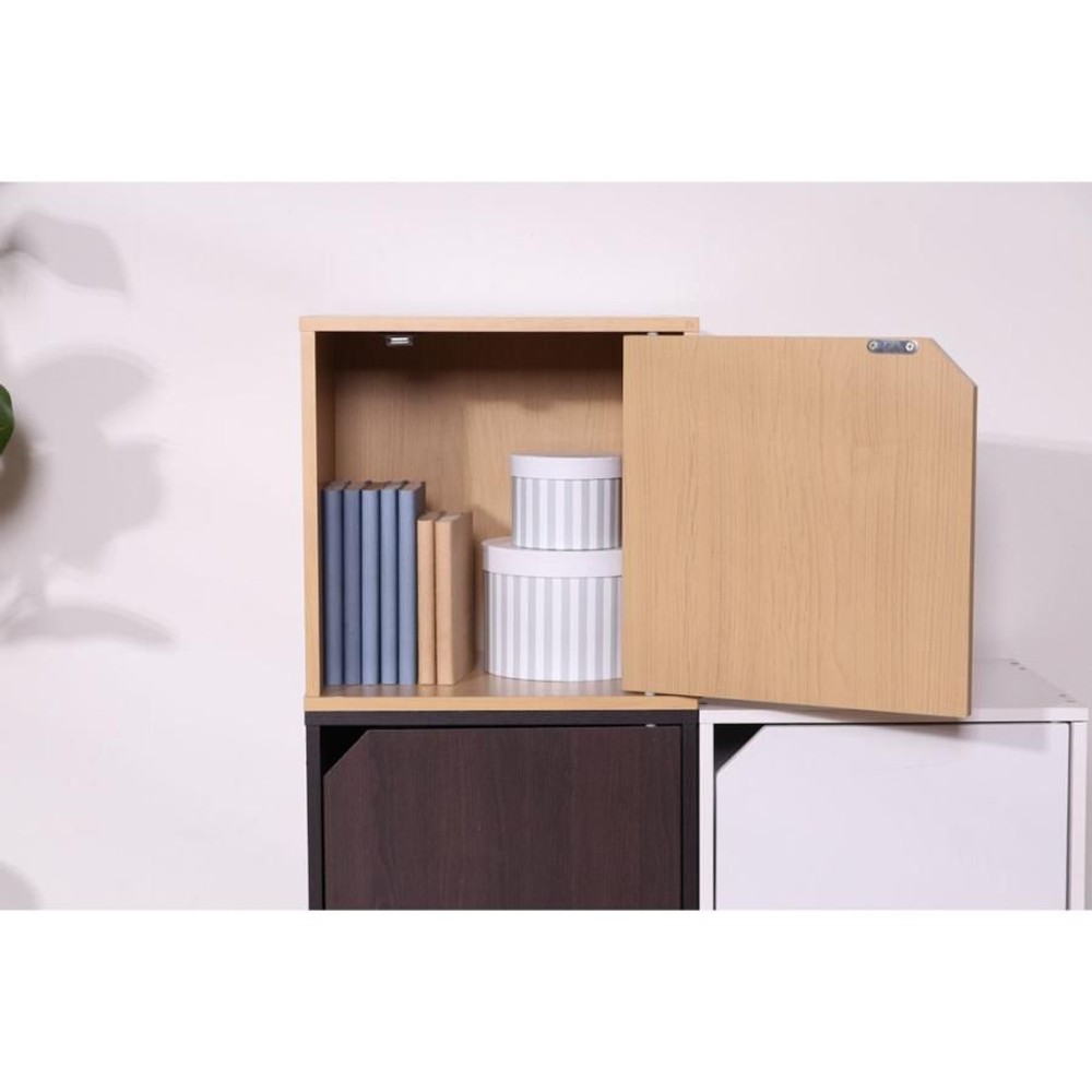 キューブボックス　扉付【メーカー直送 代引不可】, ブラウン, 1段