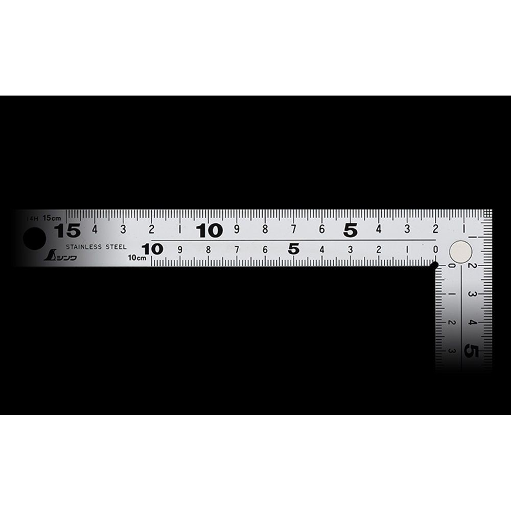 曲尺厚手広巾 シルバー 15cm表裏同目8段目盛cm表示マグネット付, シルバー, 15cm