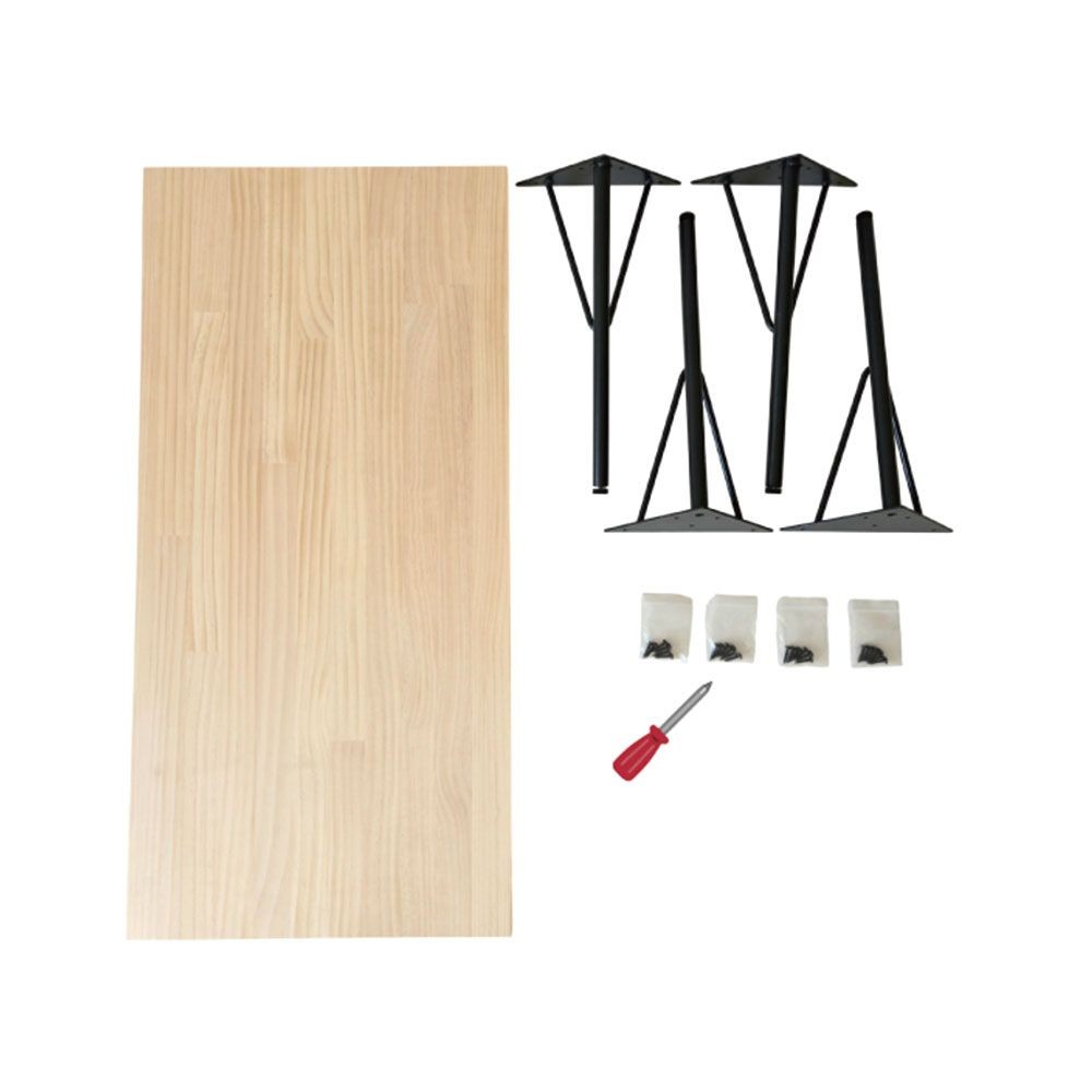 パイン修正材スチール脚付　テーブル組立キット　板サイズ900&times;440&times;18mm　脚サイズ375mm, パイン(900&times;440), 375mm脚