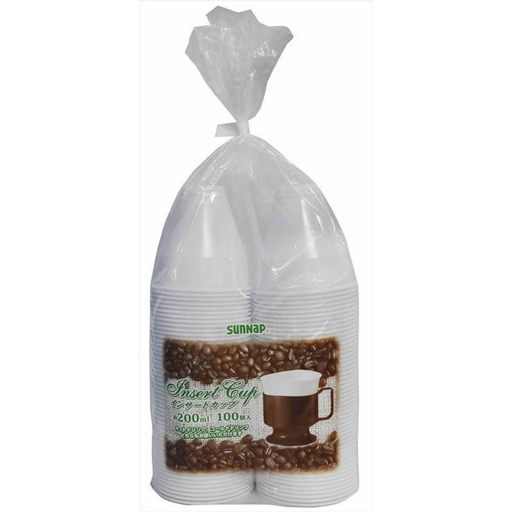 日本製インサートカップ約200ｍｌ　100個入, ホワイト, 200ml×100P