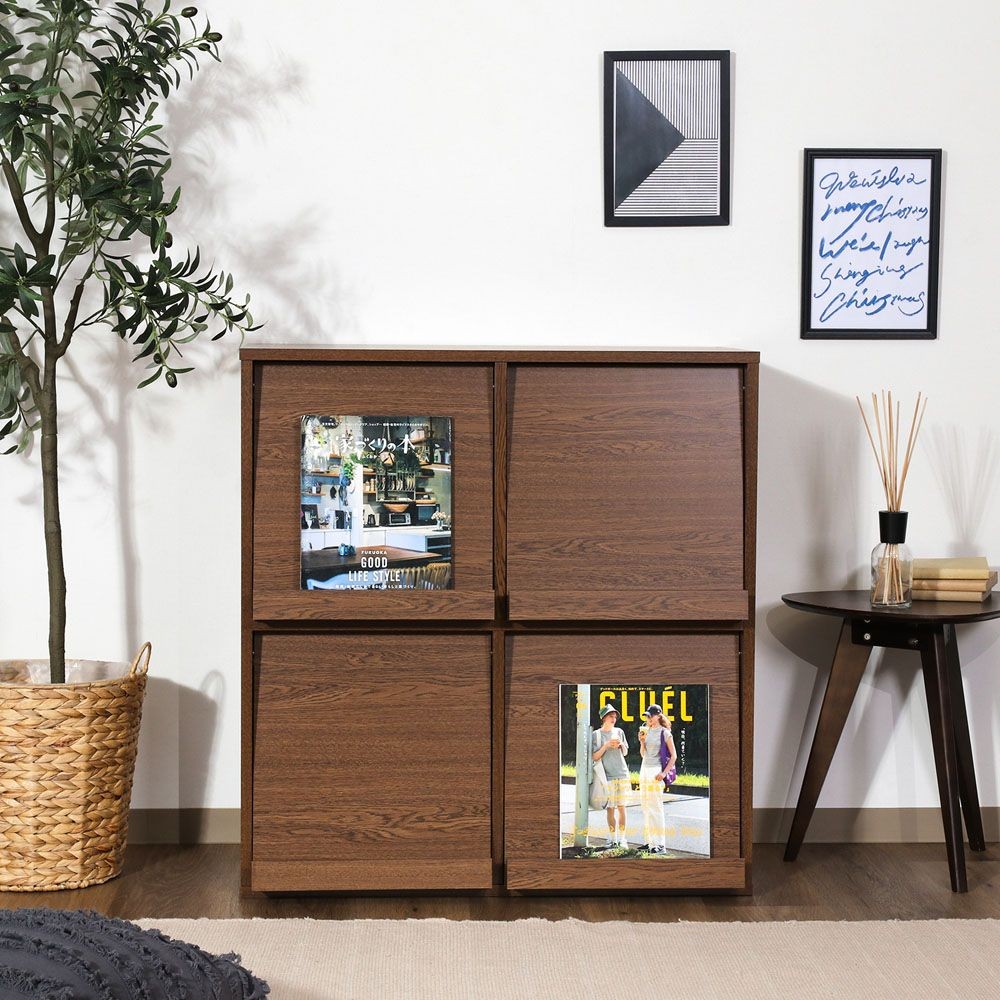 不二貿易 ディスプレイラック　４マス　オークＢＲ　ＤＰ８０８５【メーカー直送・代引不可】, ブラウン, 幅800mm&times;奥行400mm&times;高さ850mm