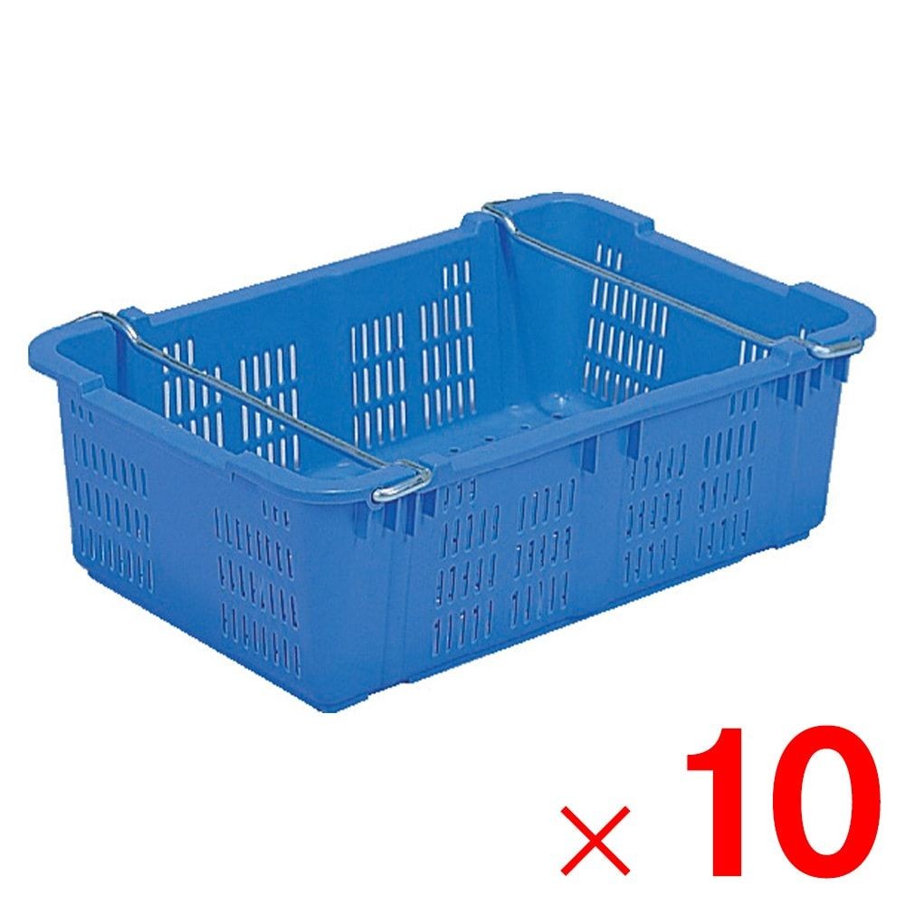 サンコー サンテナー A#48 PP ハンドル付 ブルー 104200-01 &times;10個セット【メーカー直送・代引不可】【法人限定】【日祝配送不可・時間指定不可】, ブルー, 10P