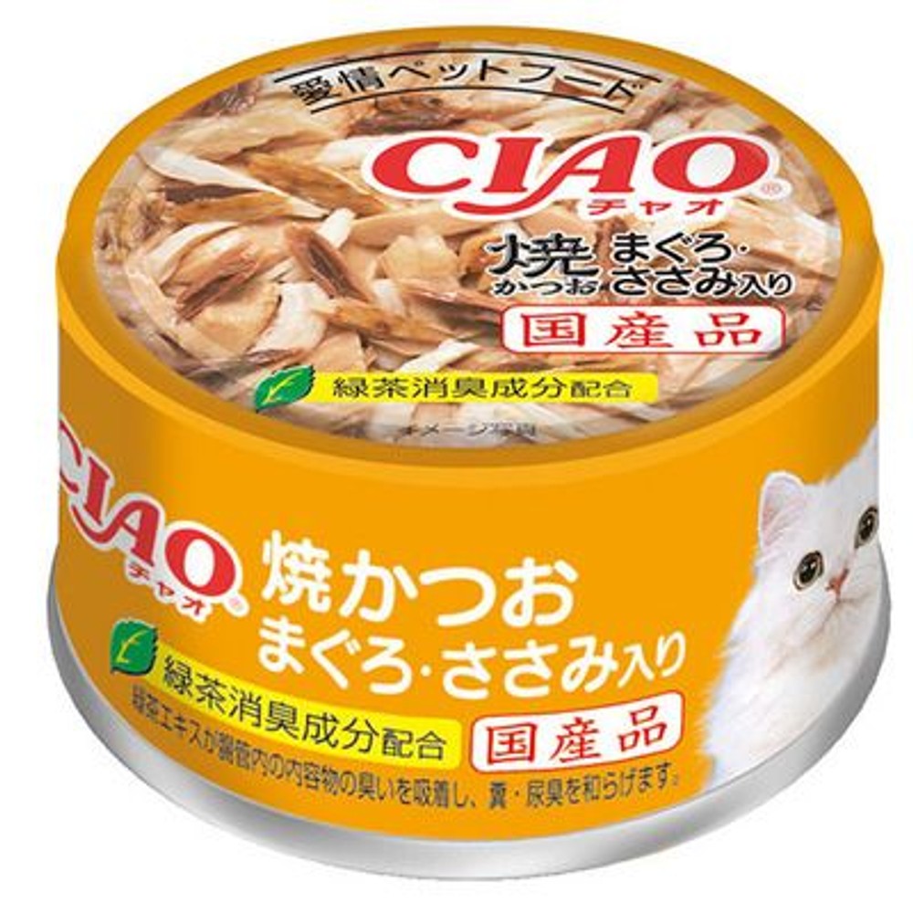 チャオ　焼かつお　まぐろ・ささみ入り 85ｇ, まぐろ・ささみ入り, 85g