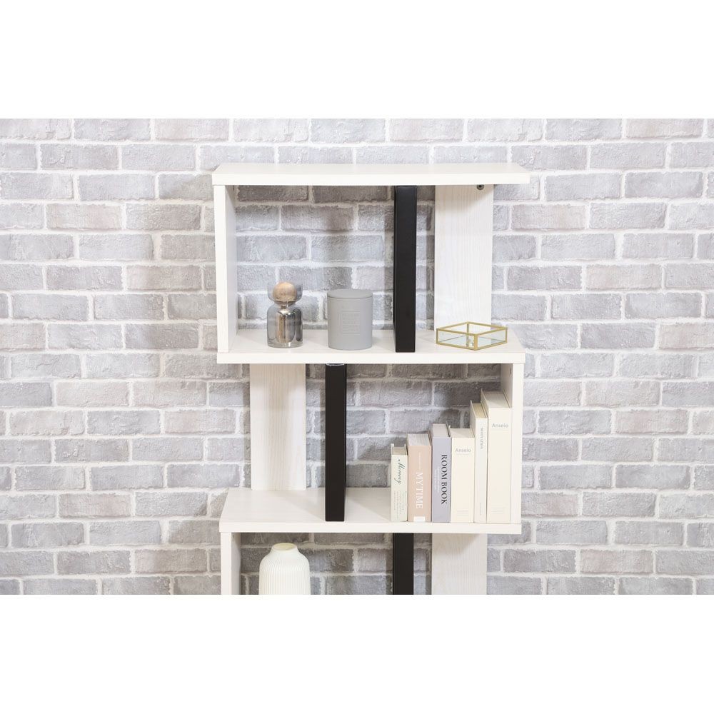 不二貿易 Ｓ字ディスプレイラック　３段　オークＷＨ【メーカー直送・代引不可】, ホワイト, 幅590mm&times;奥行235mm&times;高さ1044mm