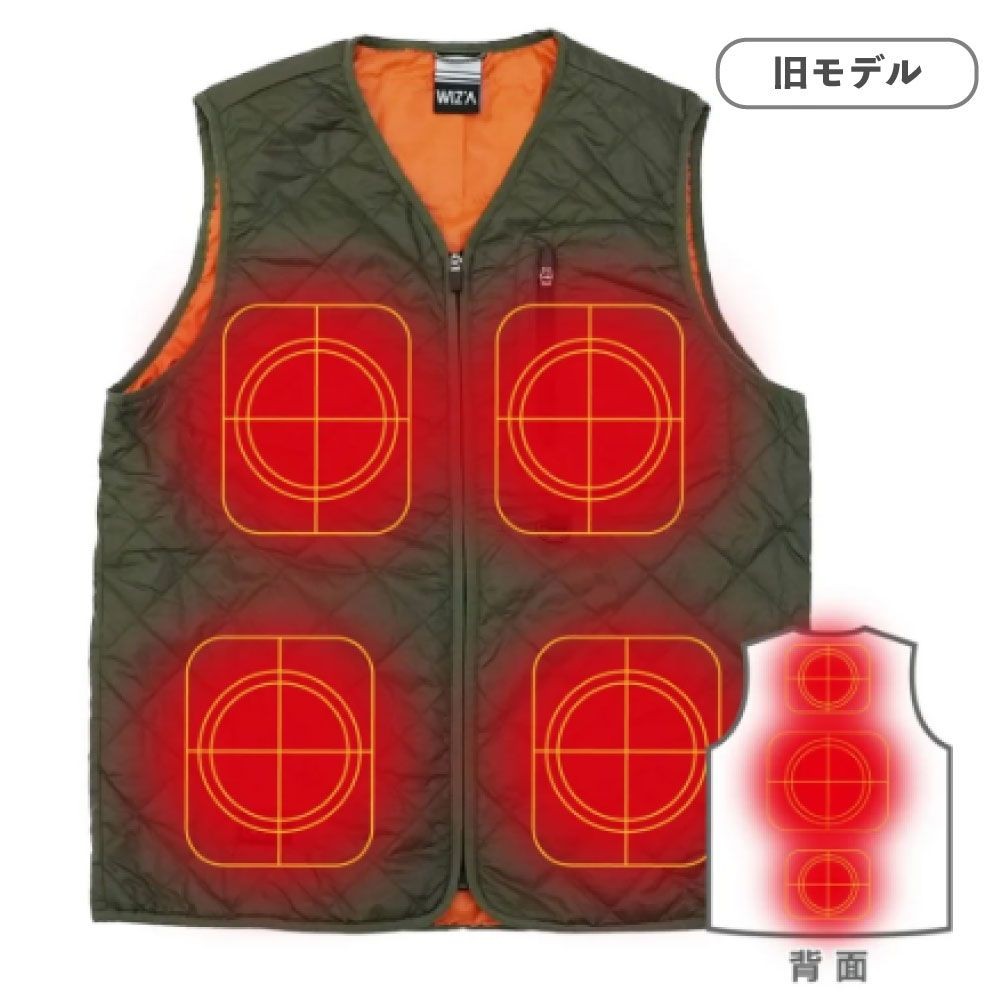 【数量限定】【処分価格】ダブルヒーター内蔵ベスト　カーキ, カーキ, Mサイズ