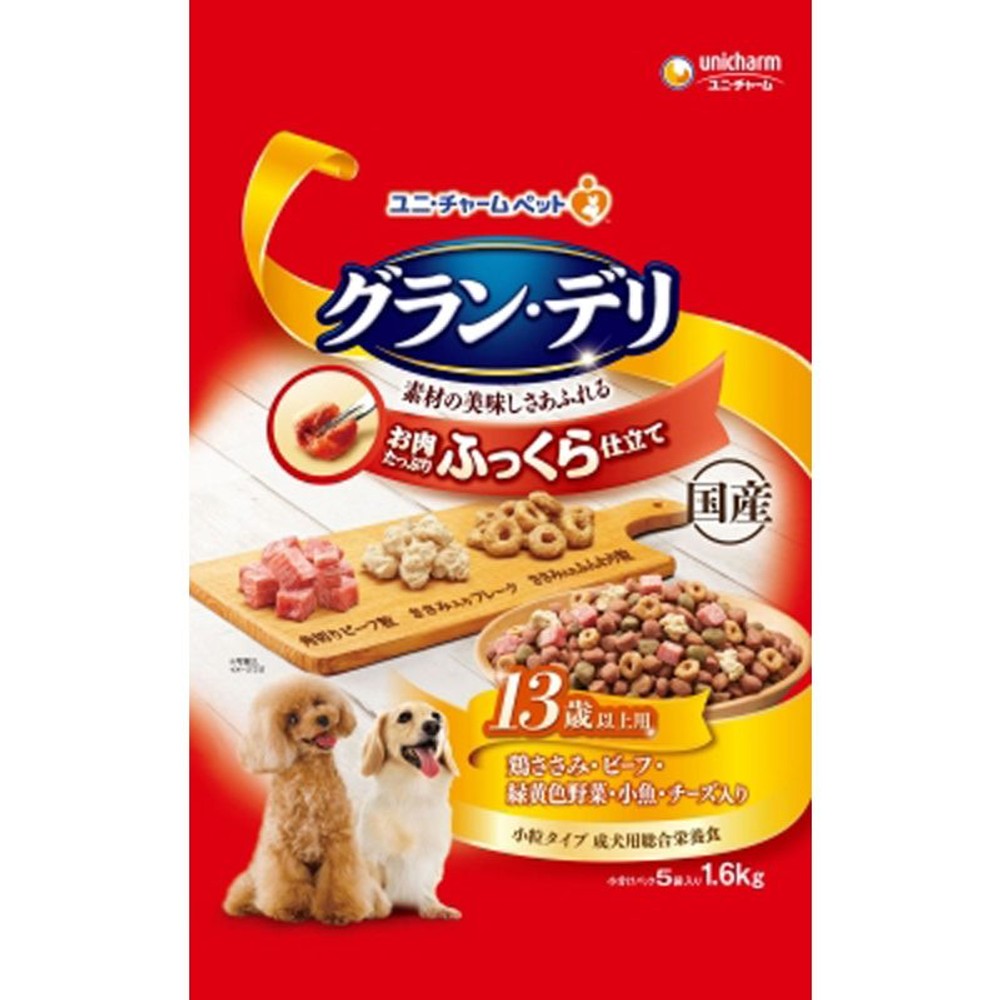 ユニチャーム　グランデリふっくら13歳鶏ささみ1．6ｋｇ, 13歳から鶏ささみ, 1.6kg