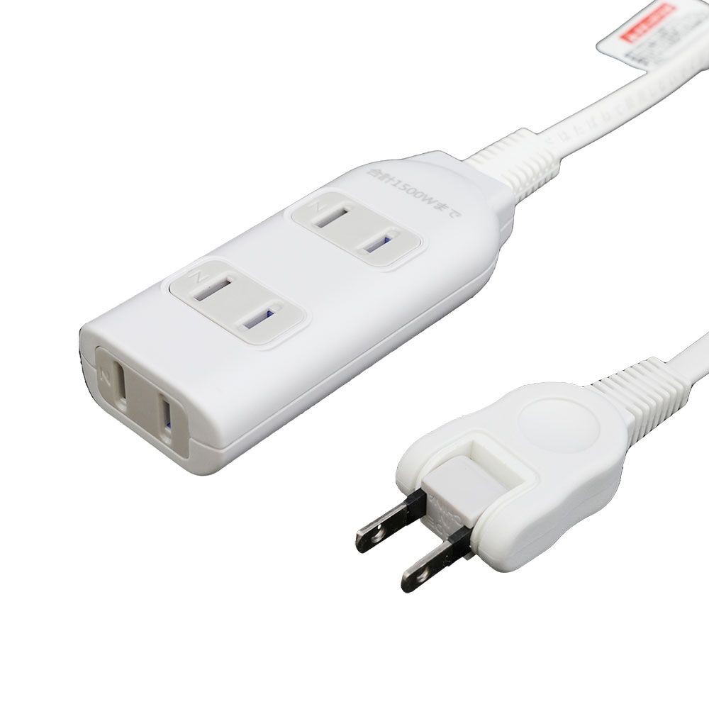 断線に強いコード付きタップ3個口　1.0m, ホワイト, 1.0m