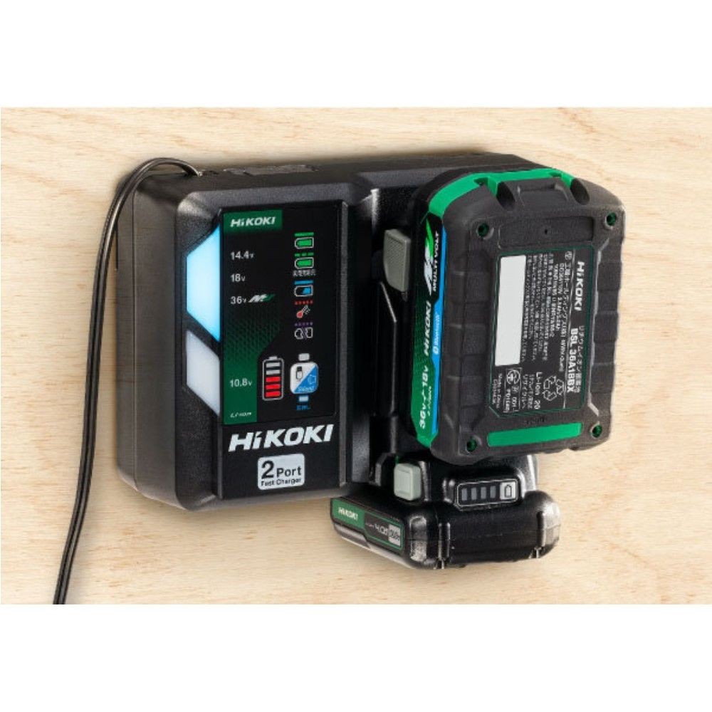 HiKOKI ハイコーキ スターターキット2 (2L) ※2ポート急速充電器 UC18YDML + スライド式リチウムイオン蓄電池 BSL1240M 10.8V4.0Ah ×2個 + システムケース2, ブラック/グリーン, スターターキット