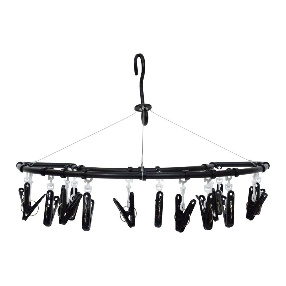 WIZ'A ウィザ 壁掛けアルミ洗濯ハンガー１６ピンチ, ブラック, 16P