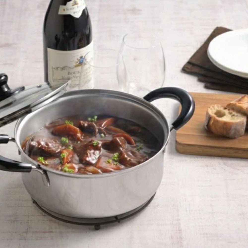 ヨシカワ クックルックネオ両手鍋 22cm, シルバー, 幅345mm&times;奥行236mm&times;高さ174mm