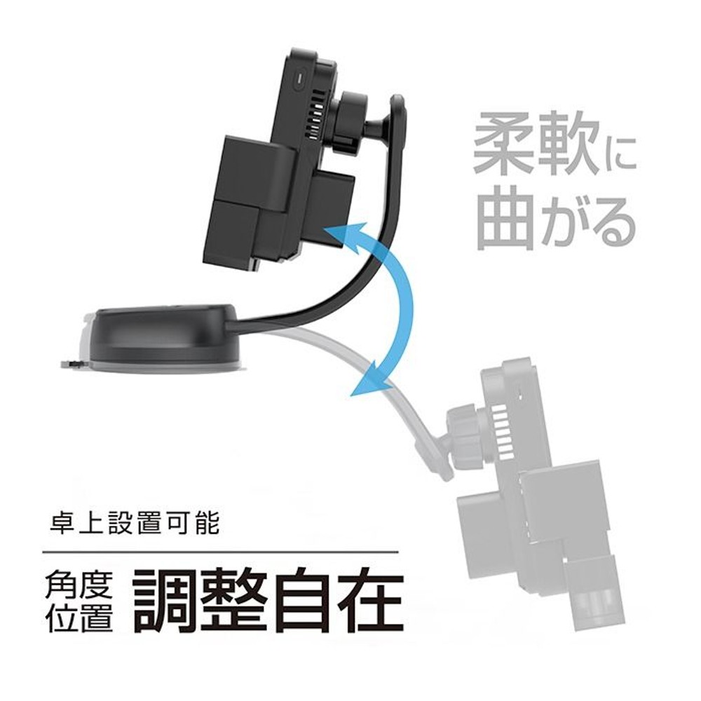 カシムラ 自動開閉ワイヤレス充電ホルダー 冷却強化 ローアングル吸盤取付 KW-64, ブラック, KW-64