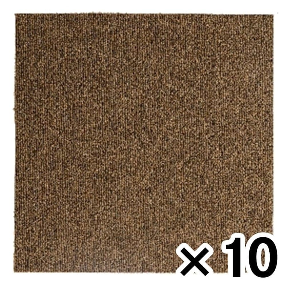 洗える吸着タイルマット　約40Ｘ40ＣＭ　ストライプＢＲ &times;10枚セット, ブラウン, その他サイズ１