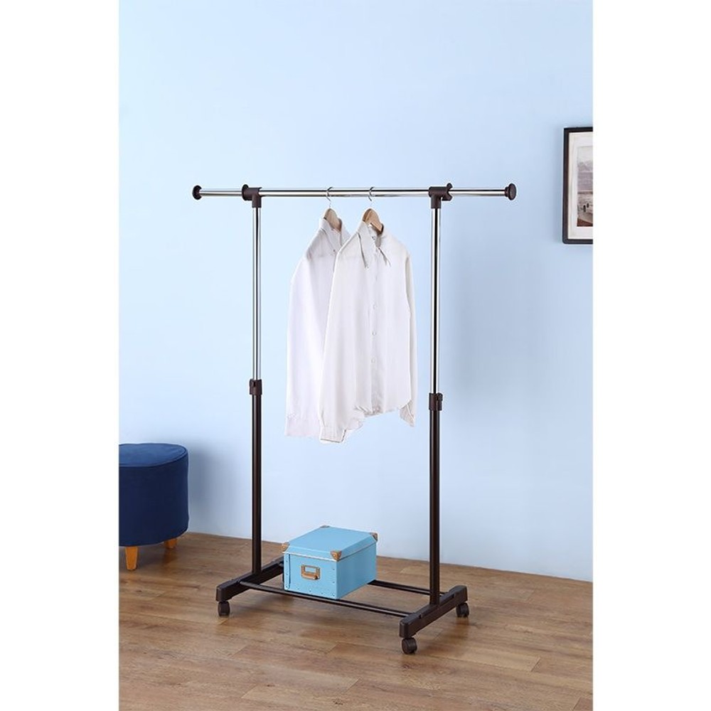 幅高さが変えられるハンガーラック, シルバー/ブラウン（s）, シングル