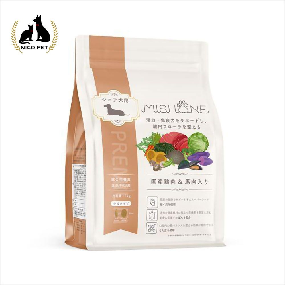 ミシュワン シニアドッグフード 国産鶏肉＆馬肉 1kg, 鶏肉＆馬肉, 1.0kg