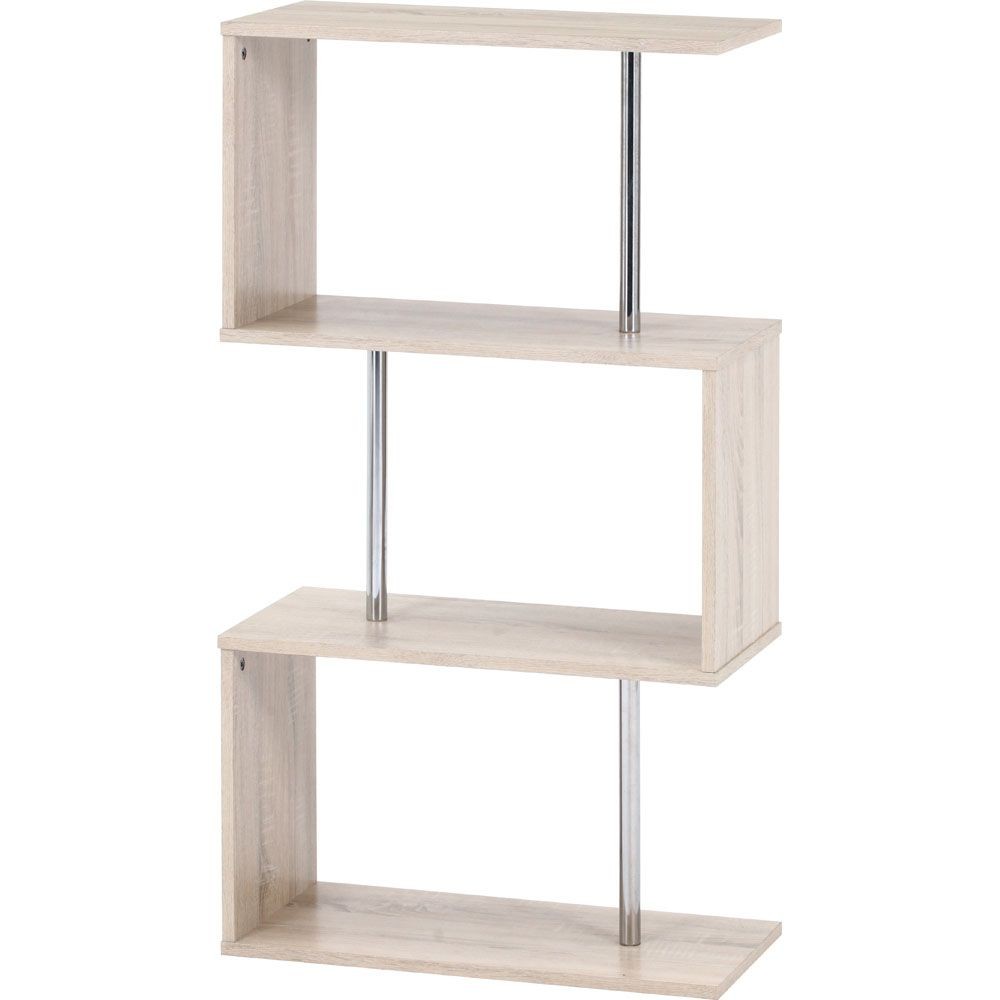 不二貿易 Ｓ字型ディスプレイラック３段　オーク【メーカー直送・代引不可】, オーク, 幅600mm&times;奥行290mm&times;高さ1086mm