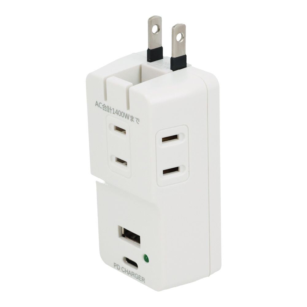 【数量限定】【処分価格】雷サージ付ＰＤ対応3．4Ａ　3個口タップ, ホワイト, 3.4A