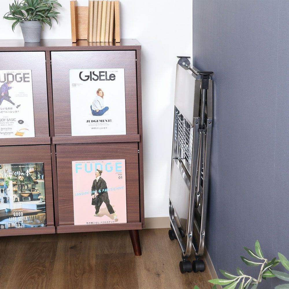 不二貿易 スタイリッシュフォールディングワゴン【メーカー直送・代引不可】, ホワイト, 幅680mm&times;奥行400mm&times;高さ700mm