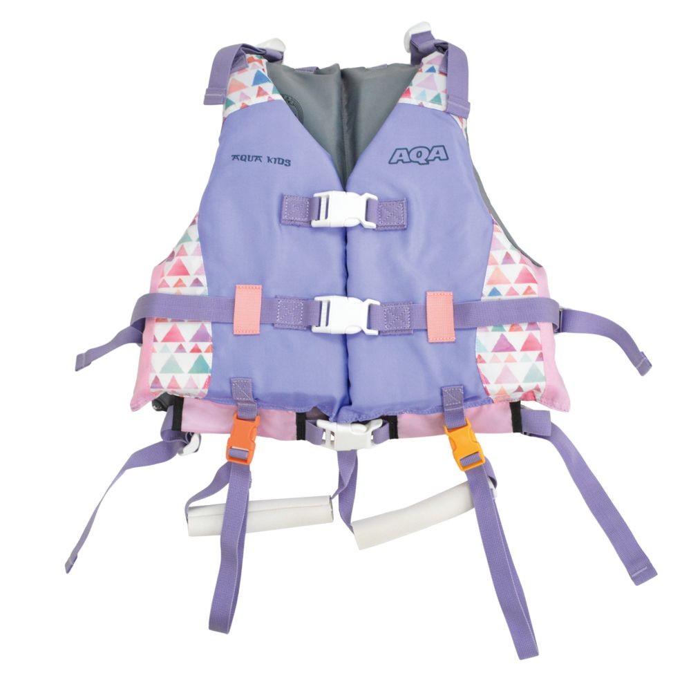 AQA（エーキューエー） ライフジャケットキッズ ジオメトリー×パープル, ジオメトリー×パープル, 110〜150cm