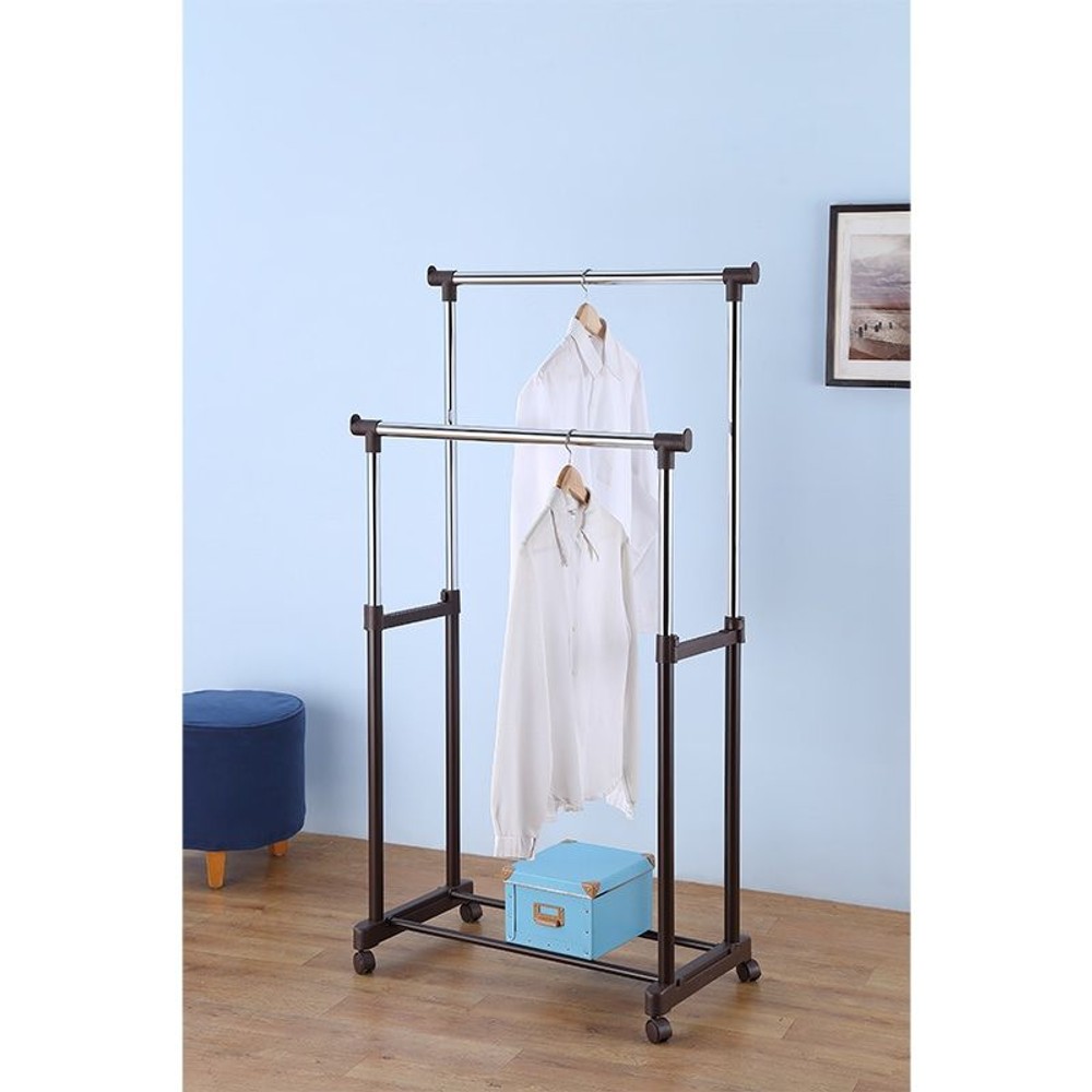 高さが変えられるハンガーラック, シルバー/ブラウン（s）, シングル