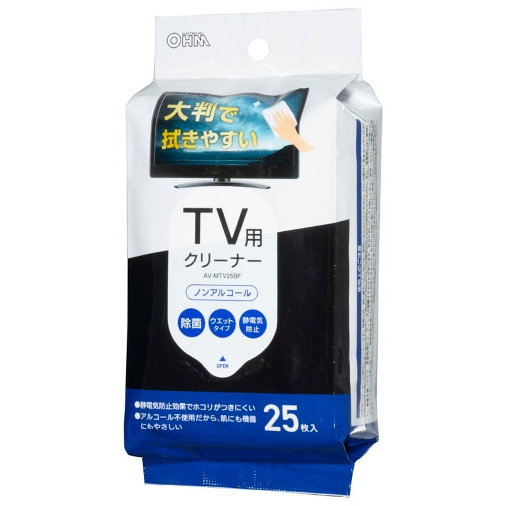 ＯＨＭ　ＴＶ画面クリーナー除菌　ＡＶーＭＴＶ２５ＢＦ, -, -
