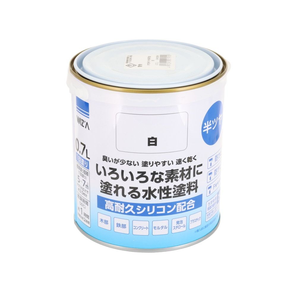 WIZ'A ウィザ いろいろな素材に塗れる多用途水性塗料 半つや 0.7L 高耐久シリコン配合, 黒, 0.7L