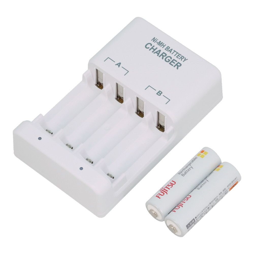 富士通ニッケル充電器セットＦＣＴ345ＦＸ（ＦＸ）ＶＨ, ホワイト, 単3・4両用