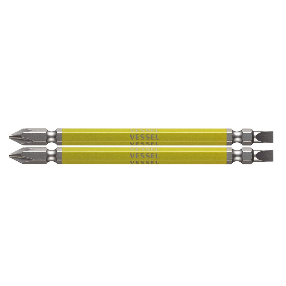 VESSEL 剛彩ビット 2本組 （両頭コンビ） ＋1／ー5&times;110mm, 黄, (＋)1・(ー)5・&times;110mm