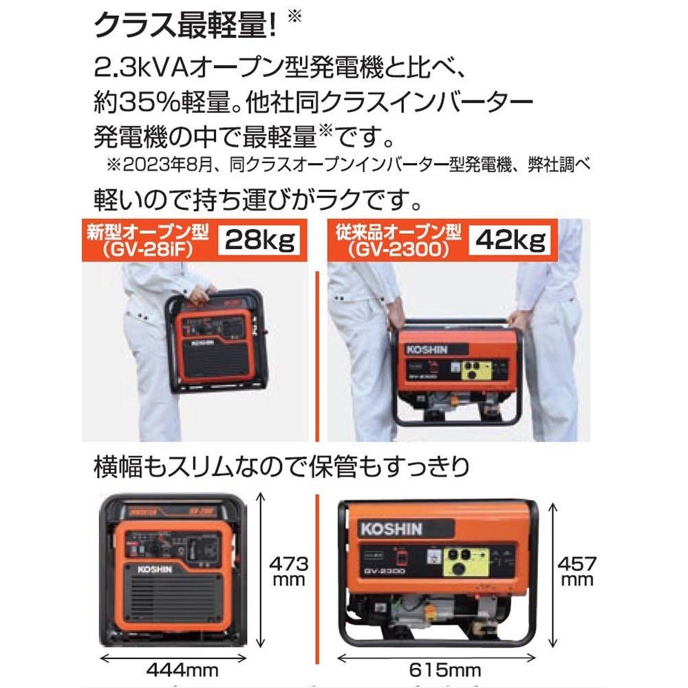 現行品】工進 インバーター発電機GVー28iF | ホームセンター 現行品】工進 インバーター発電機GVー28iF | ホームセンター