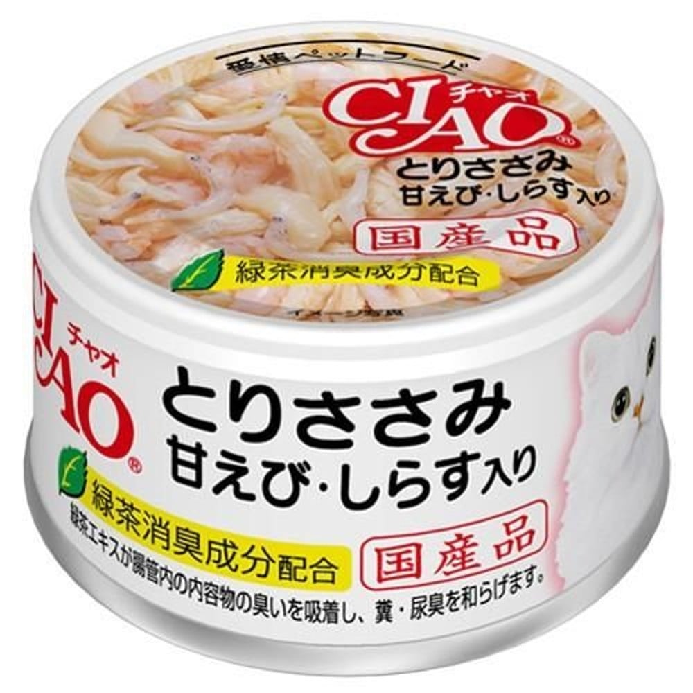 CIAO チャオ ホワイティ とりささみ・甘えび・しらす入り 85g, 甘えび・しらす入り, 85g