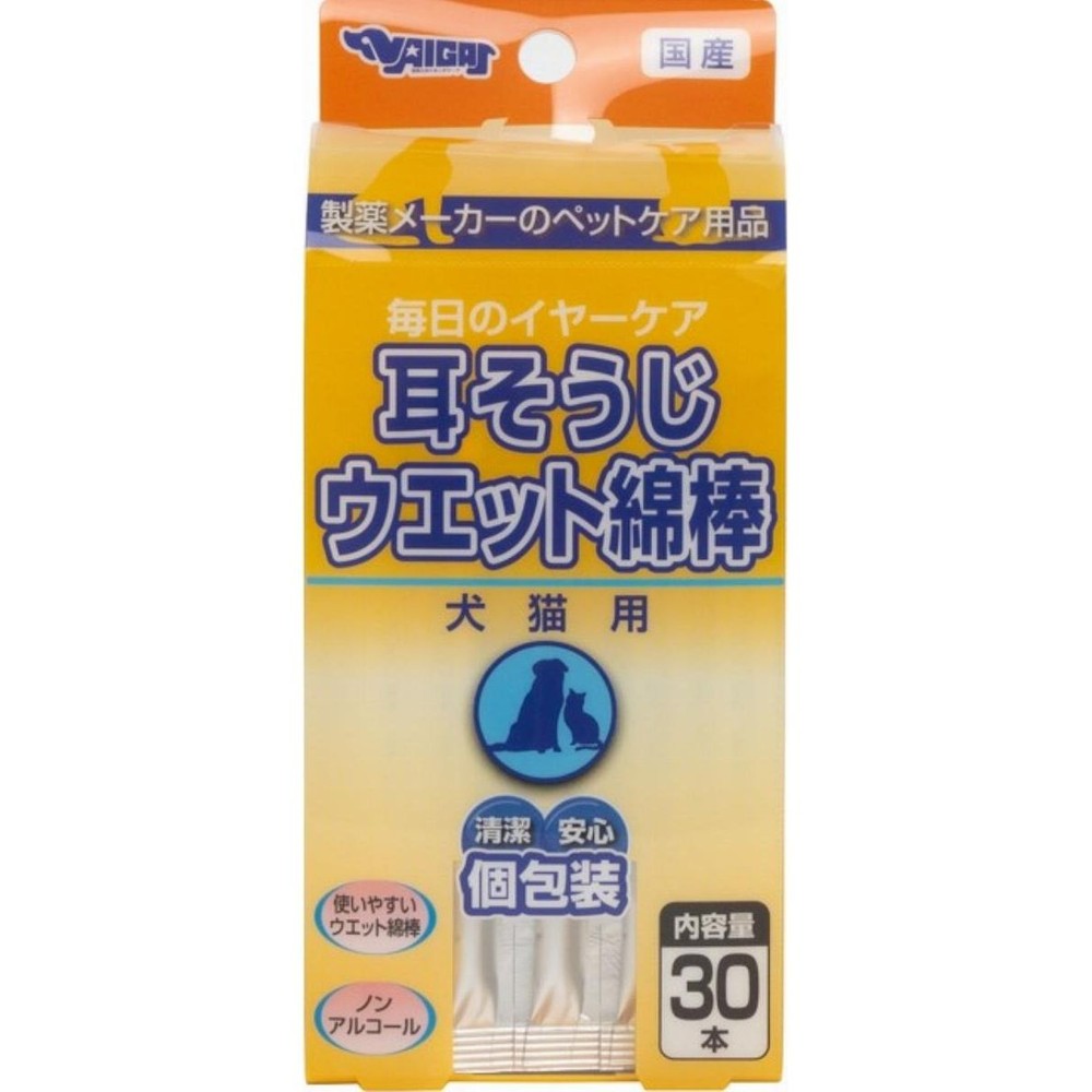 内外製薬　耳そうじウエット綿棒タイプ　30本, 犬猫用, 30本入り