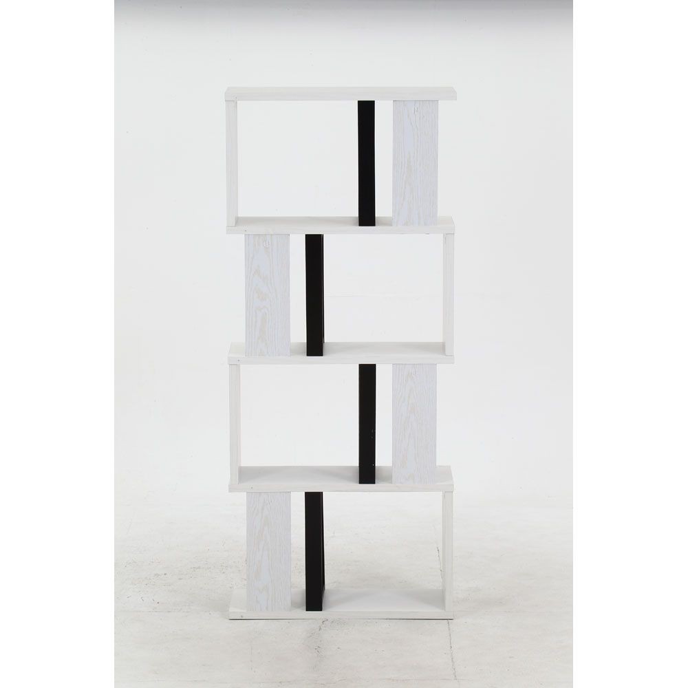 不二貿易 Ｓ字ディスプレイラック　４段　オークＷＨ【メーカー直送・代引不可】, ホワイト, 幅590mm×奥行235mm×高さ1385mm