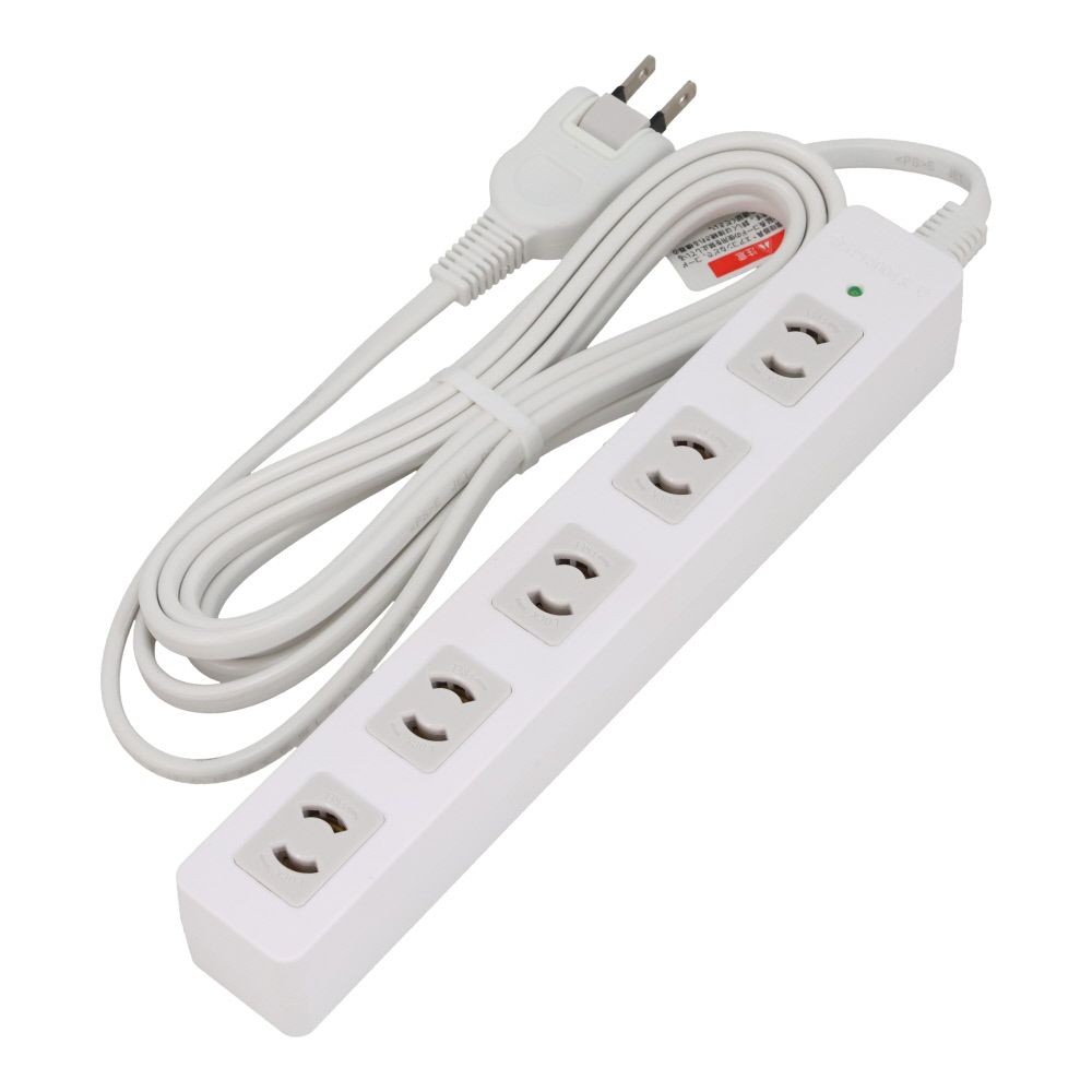 WIZ&rsquo;A ウィザ 5口ＯＡタップ, ホワイト（2m）, 2.0m