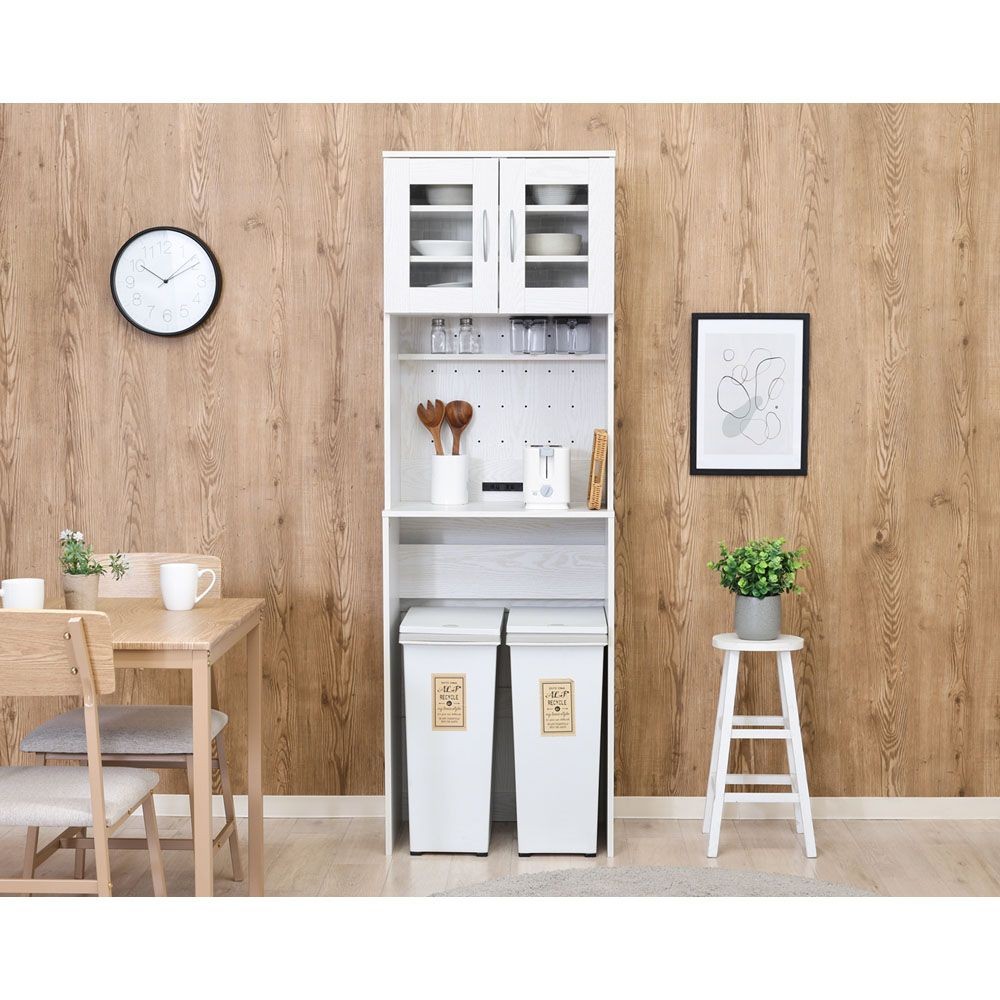 不二貿易 ゴミ箱上キャビネット　６０幅　オークＷＨ【メーカー直送・代引不可】, オーク, 幅590mm&times;奥行398mm&times;高さ1800mm