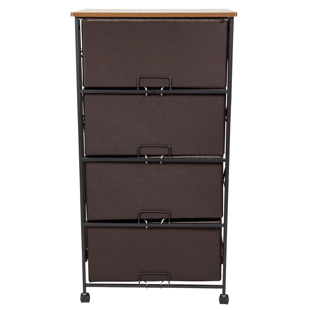 組立簡単ファブリックチェスト４８幅４段, ブラウン, 4段