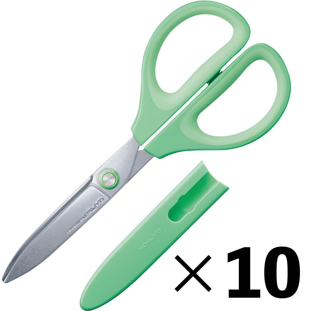 【10個セット】コクヨ はさみ サクサ グルーレス刃【メーカー直送・代引不可】, グリーン, 本体
