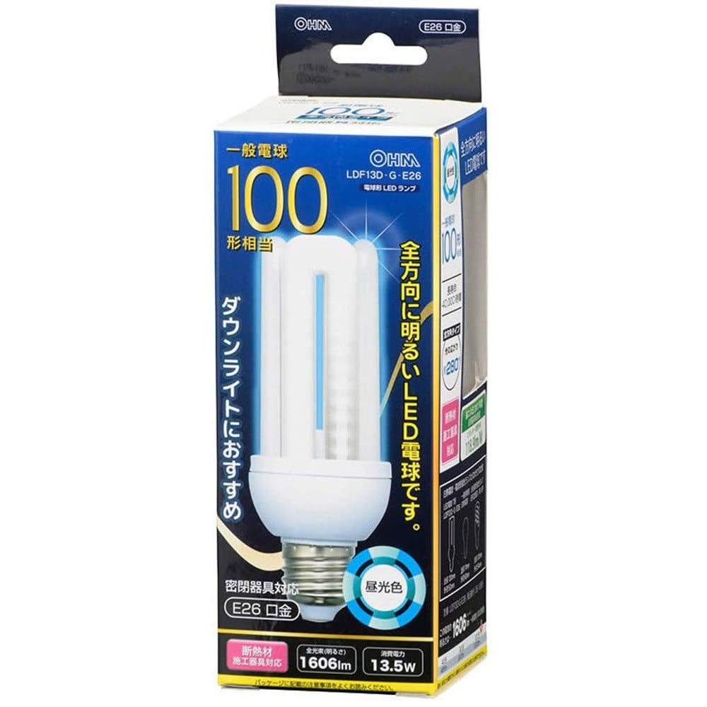 ＯＨＭ　ＬＥＤ電球　Ｄ形　Ｅ２６　１００形相当, 昼光色, 100W形