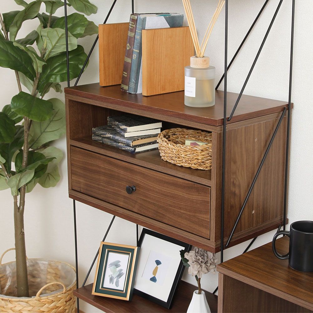 不二貿易 ＥＺＢＯ　コネクトボックス　引出１杯　ＭＢＲ【メーカー直送・代引不可】, ブラウン, 幅600mm&times;奥行320mm&times;高さ310mm