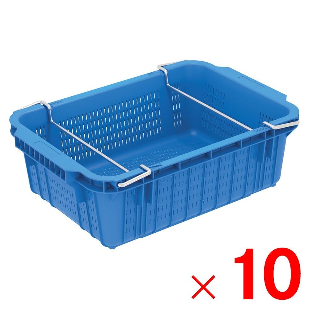 サンコー サンテナー A#30T ハンドル付 ステンレス  ブルー 103050-01 &times;10個セット【メーカー直送・代引不可】【法人限定】【日祝配送不可・時間指定不可】, その他カラー１, その他サイズ１