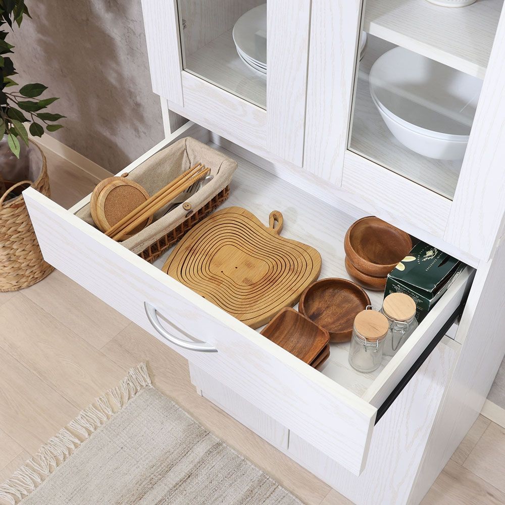 不二貿易 ハイキッチンキャビネット　１８０＊６０　オークＷＨ【メーカー直送・代引不可】, オーク, 幅590mm&times;奥行398mm&times;高さ1800mm