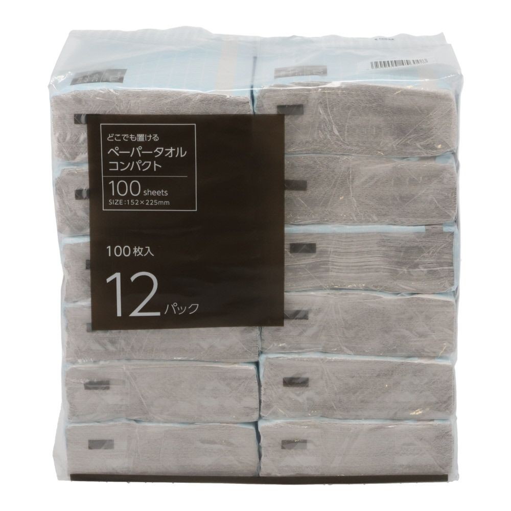どこでも置けるペーパータオルコンパクト100枚入, コンパクト12P, 12個入り