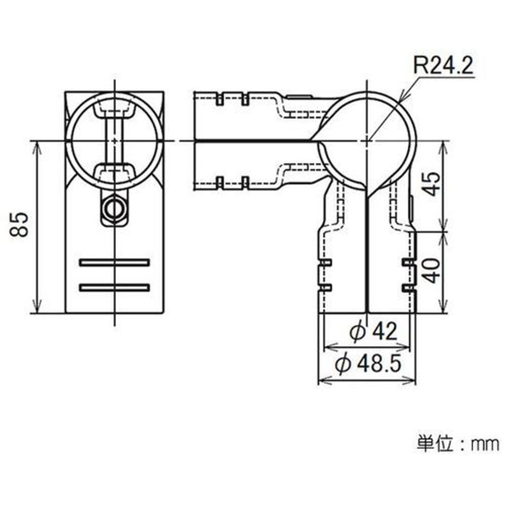 YAZAKI 矢崎化工 Φ42用 イレクターメタルジョイントLJ-2A, ブラック, LJ-2A