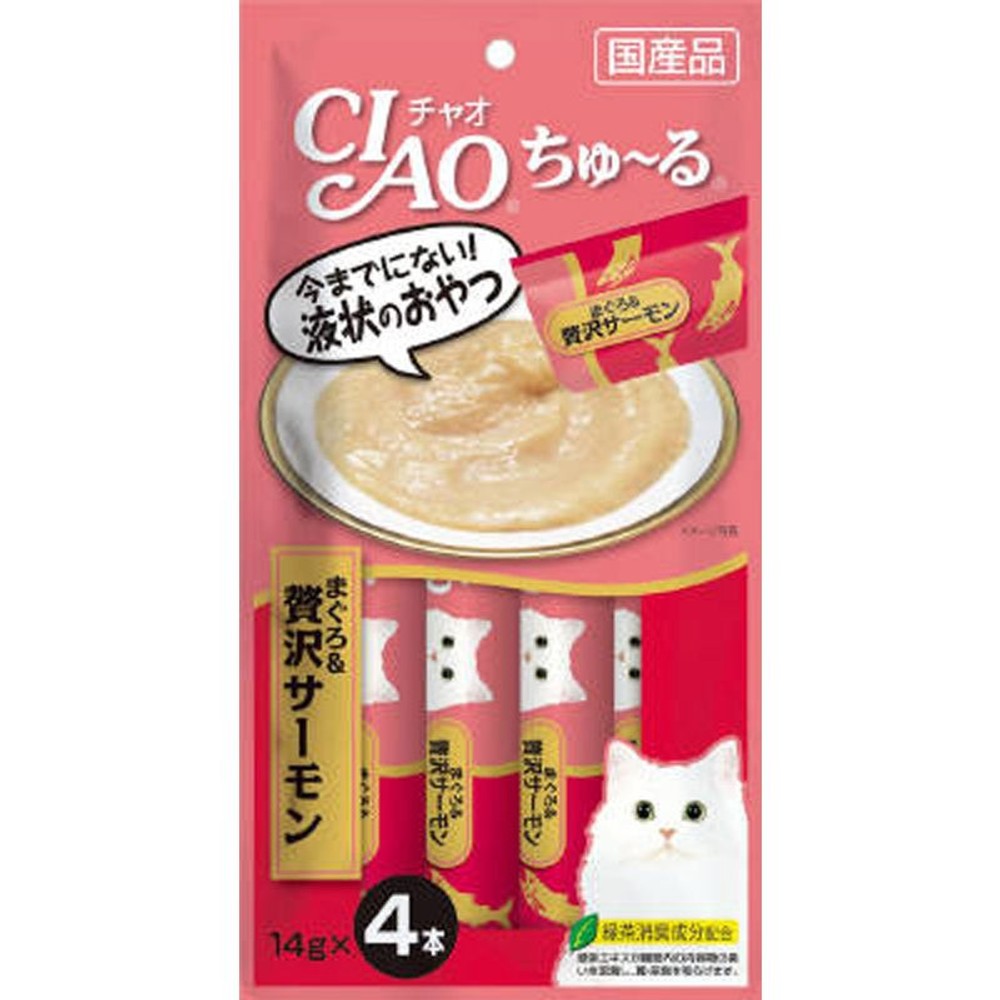 チャオ　ちゅーる　まぐろ＆贅沢サーモン　14ｇＸ4, まぐろ＆贅沢サーモン, 14g&times;4P