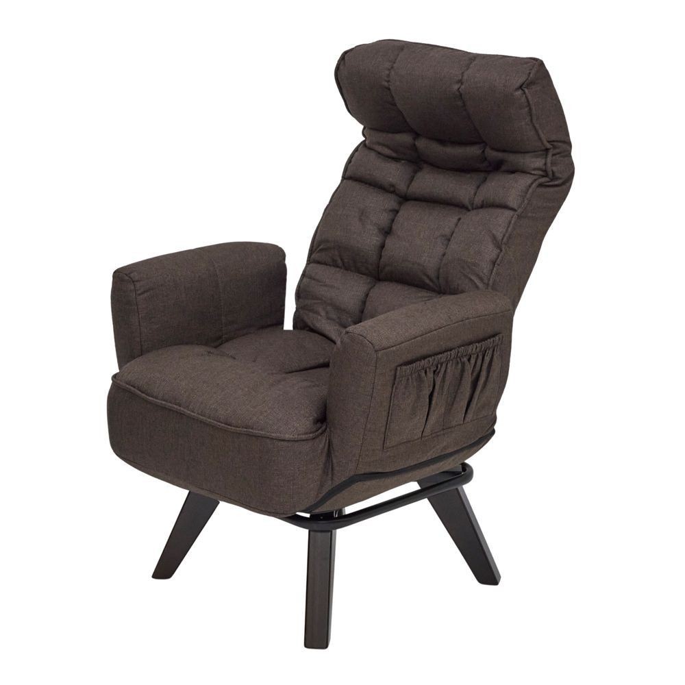 回転肘付きコイルスプリング高座椅子, ブラウン, 幅64cm