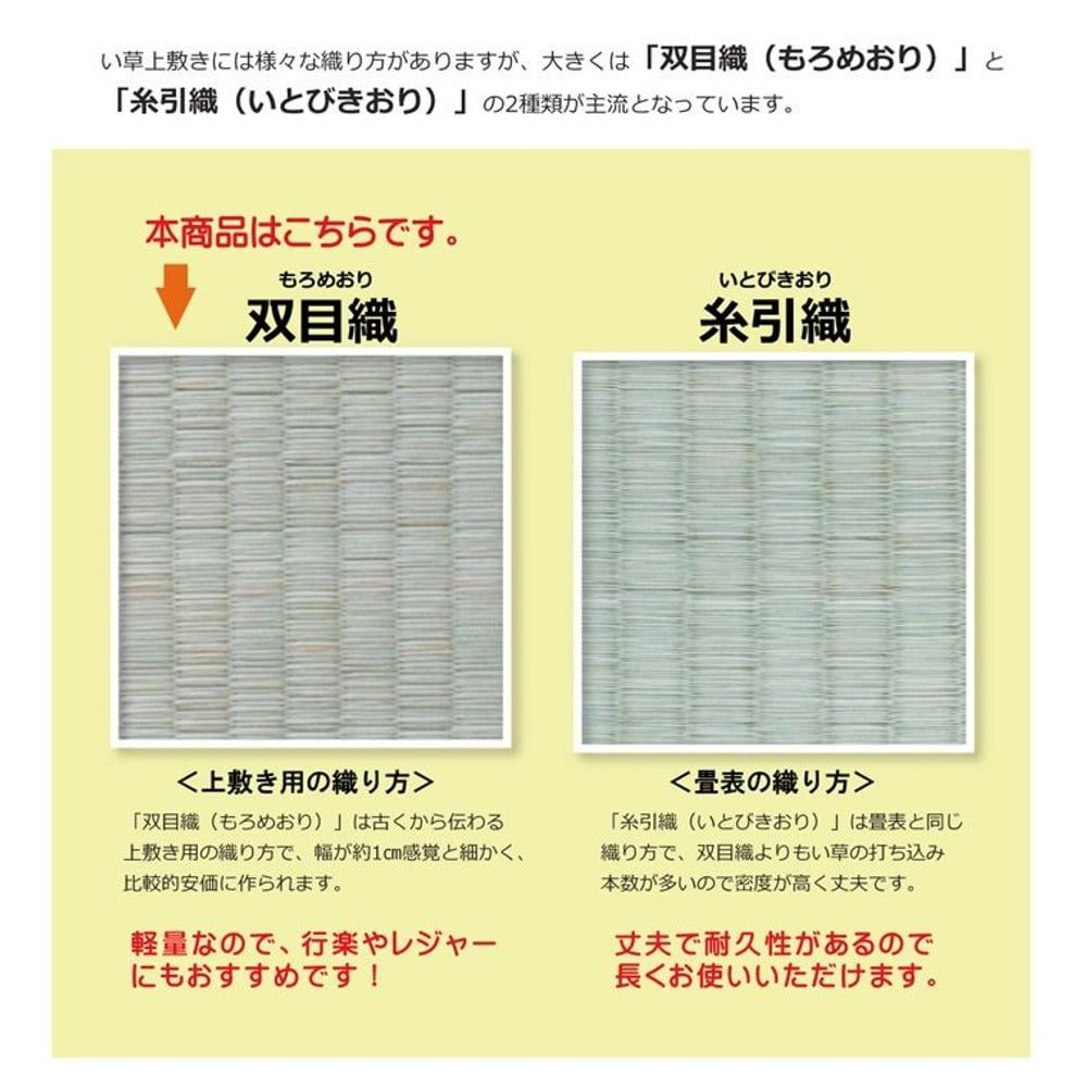 純国産 い草 上敷き カーペット 双目織 『ほほえみ』 江戸間 【メーカ直送・代引不可】, い草, 江戸間10畳(約440&times;352cm）